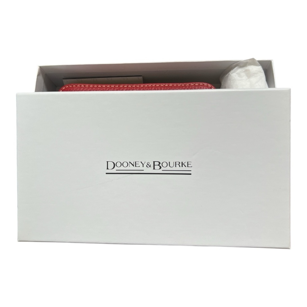 Dooney & Bourke Pebble Grain Medium Zip Around Wallet Clutch Red Color - Picture 5 of 5